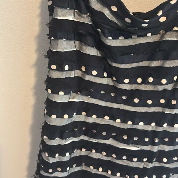 BCBGMAXAZRIA Womens Black Silk Polka Dot Layered Sleeveless Shift Dress Size 10 - Picture 2 of 8